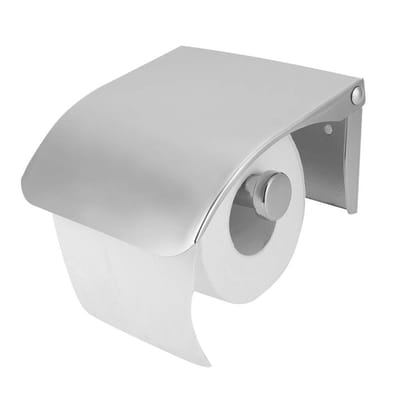Dailygoods - Toiletpapierhouder - Roestvrij staal - Wandmontage - Modern - Met afdekking - Geschikt voor huis en horeca - Grijs