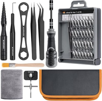 Haspel Onderhoudsset - Visreparatie Kit - Vissen Onderhouden - 33-in-1 Schroevendraaier - 11 Stuks - Zwart