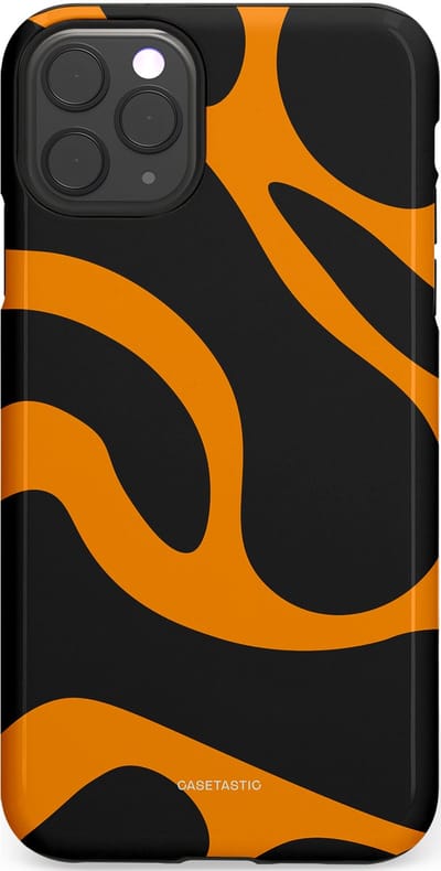 Casetastic hoesje geschikt voor Apple iPhone 11 Pro Max - Dubbellaagse bescherming - Katachtige Oranje Tijger Strepen - Fashion Case - Zwart Oranje