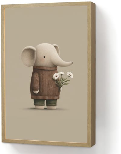 Wandlamp 40x60 cm - Oplaadbaar - Olifant - Witte bloemen - Kindvriendelijk - Wandlampen binnen woonkamer - Slaapkamer lamp - Decoratieve nachtlamp - Vloerlamp draadloos