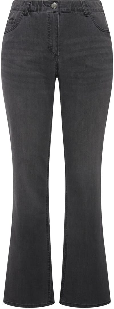 Ulla Popken - Dames - Jeans Marie bootcut comfortabele tailleband 5-pocketmodel - Lichtgrijs denim - Maat 21