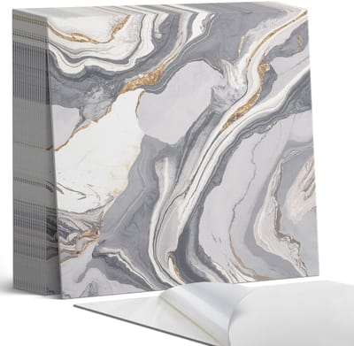 Coloray Plaktegels - Abstracte golven en aderen Zelfklevende Tegels - 20 cm x 20 cm - Grijs Plaktegels - 20 stuks - Vierkant PVC Tegels - Plaktegels Badkamer - Plaktegels Vloer - Vinyl Tegels - Wandtegel Zelfklevend
