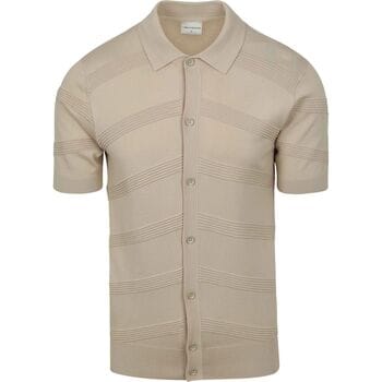 No Excess Pullover Short Sleeve Full Button Polo Relief Knit Cement Maat: XXL | Poloshirts Outlet | Heren | Beige
