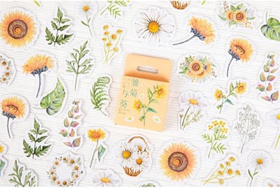 Bloemen Stickers 46 stickers – Bullet Journal, Planner & Scrapbook Stickers – Sinterklaas & Kerstcadeau – Schoencadeau – Cadeaus onder €5