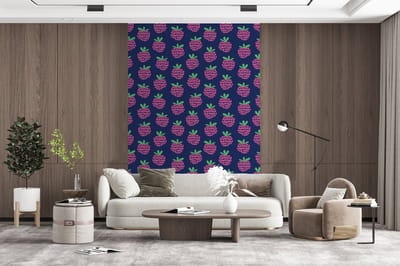 Behang - Fotobehang Patroon - Framboos - Retro - Breedte 200 cm x hoogte 300 cm