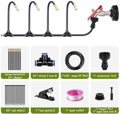 Universele verstuivingssproeier set voor irrigatiesysteem - 10 meter PVC-buis en accessoires