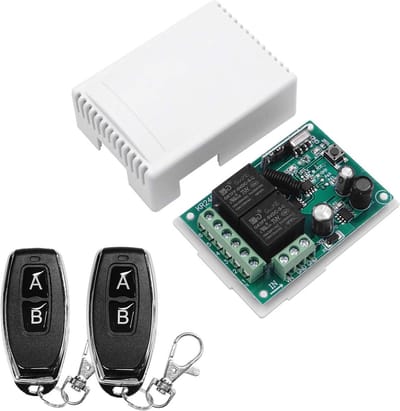 Draadloze 2-kanaals RF 433MHz Schakelaar Ontvanger met 2 Zenders voor Motor en Rolluiken
