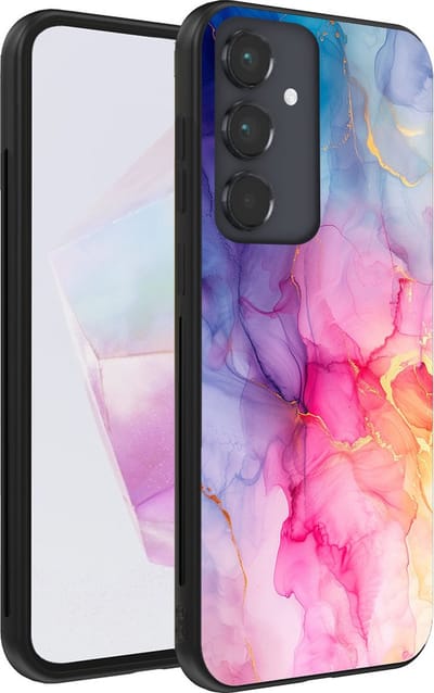 Smartphonica Telefoonhoesje geschikt voor Samsung Galaxy A35 met marmer opdruk - TPU backcover case marble design - Regenboog geschikt voor Samsung Galaxy A35
