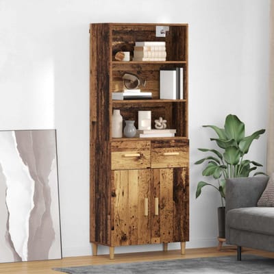 vidaXL - Highboard - Oud - Hout - 69,5 - x - 32,5 - x - 180 - cm - Bewerkt - hout