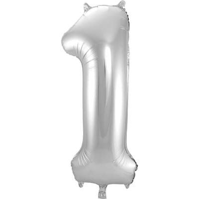 Folat - Folieballon Cijfer 1 Zilver - 86 cm