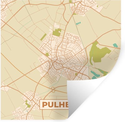 Muurstickers - Sticker Folie - Pulheim - Stadskaart - Kaart - Vintage - Plattegrond - 100x100 cm - Plakfolie - Muurstickers Kinderkamer - Zelfklevend Behang XXL - Zelfklevend behangpapier - Stickerfolie