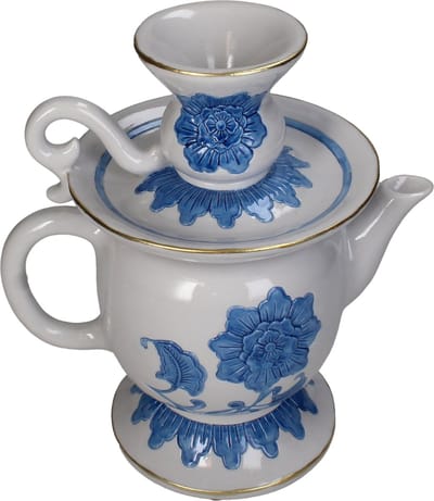 Vase Cup Saucer Polyresin Blue 23x16x25cm