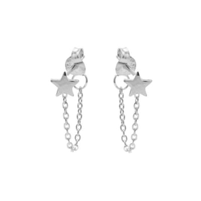 Karma oorbel Chain Star Zilver-M1855