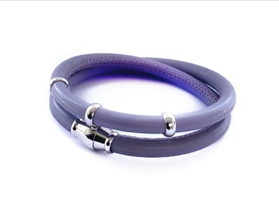NIEUW! Jolla - dames wikkel armband - zilver - leer - magneetsluiting - bedels - Basic Silver - Paars