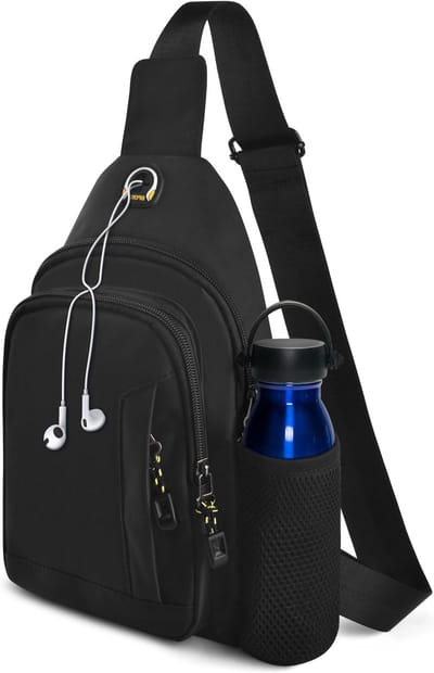 Kleine Schoudertas voor Mannen, Draagbare Sling Bag, Anti-Diefstal Crossbody Tas, Verstelbare Rugzakriem voor Wandelen en Reizen