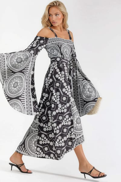 Strapless Geometrische Uitsnede Maxi Jurk