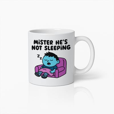 "Mister Hij Slaapt Niet" Schattige Cartoon Slaperige Personage Koffiemok – Grappig Cadeau
