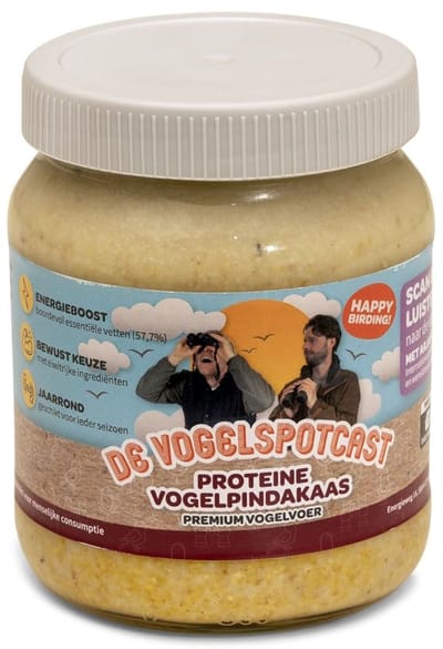 Vogelspotcast Proteine Vogelpindakaas - Pindakaas voor Vogels - Vogelvoer Buitenvogels - 100% Natuurlijk & Rijk aan Eiwitten