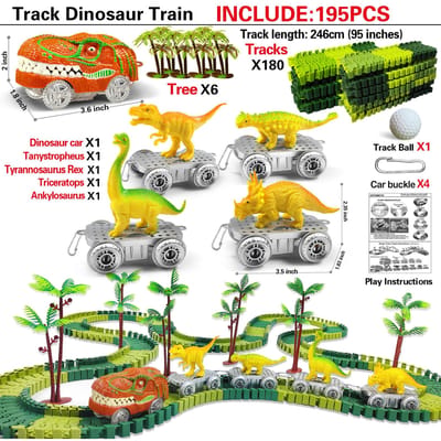 Magische Klimmende Elektrische Dinosaurus Auto Baan Spoorweg Speelgoed Auto Set Buigbare Flexibele Racebaan Knipperend Licht Auto Hoge Kwaliteit Speelgoed Voor Kind