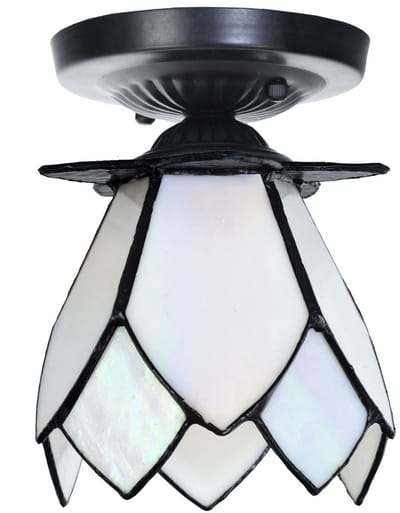 Tiffany plafonnière zwart met White Lotus - Art Deco Trade