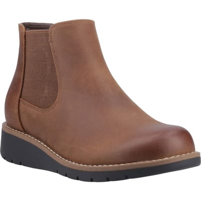Hush Puppies Leonie Leren Damesschoenen Bruine Platte Chelsea Laarzen