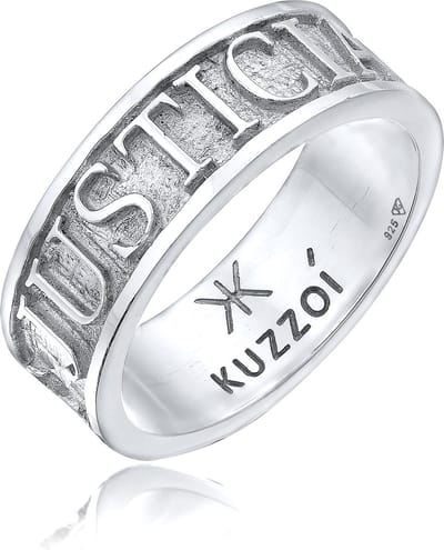 KUZZOI - Ring - Heren Band Belettering Massief in 925 Sterling Zilver - Heren