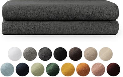 Famanu - Handdoekenset 2 badhanddoeken 70x140 – zacht en absorberend, 100% katoen, Oeko-Tex 100 gecertificeerd, antraciet
