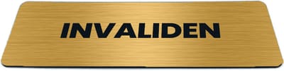 Deurbordje Goud-look met tekst invaliden - Formaat 150 x 50 mm x 1,6 mm - Zelfklevend | Luxe uitstraling | Geborstelde Gouden toplaag | Gratis Verzending | Decoporta