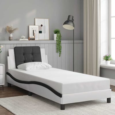 vidaXL - Bedframe - zonder - matras - "Zadar" - kunstleer - zwart - en - wit - 100x200 - cm