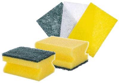 CM Schuursponsjes set - 5x stuks - met nagelbescherming - vezelspons doekjes - sterke reiniging - Afwassen/schoonmaken