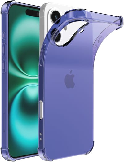Smartphonica Telefoonhoesje Geschikt voor iPhone 16 Plus Transparant Schokbestendig Siliconen Hoesje met Stootrand - Shockproof Back Cover Case - Donkerblauw geschikt voor iPhone 16 Plus