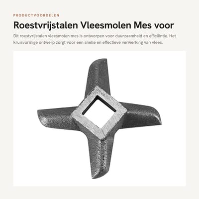 Dailygoods- Vleesmolen Mes Roestvrij staal - Vleesmolen Plaat Mes - Vervangend Onderdeel - Geschikt voor Kunststof Vleesmolens - Stevige Constructie - Kruisvormig Ontwerp - Gehaktmes
