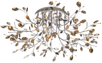 Kosilum - Aiken - Plafondlamp - Zilver/Chroom - Metaal en kristal
