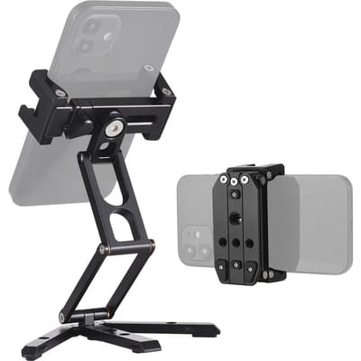 Support de bureau multifonctionnel pour téléphone Pince pour téléphone pliable Support trépied pour téléphone Support réglable pour téléphone Remplacement pour noir