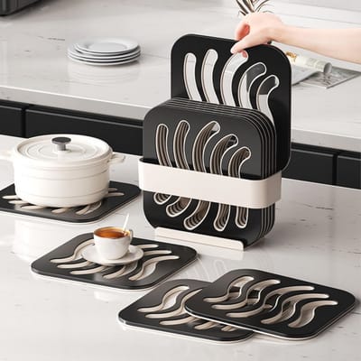 Set van 6 hittebestendige pannenlappen met antislip voor keuken en tafel