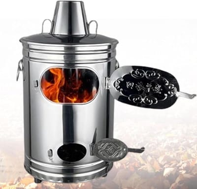 Brandvat Roestvrij Staal - Vuurkorf Afvalbrander - Afval Verbranden - Zijdeur Ventilatie - 30-44cm - Zilver