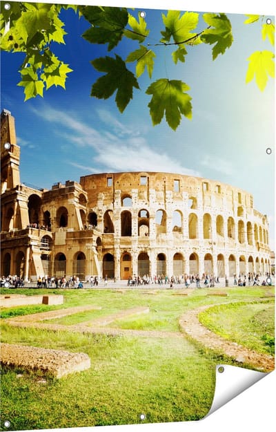 Gards Tuinposter Colosseum in Rome, Itali� - 90x120 cm - Tuindoek - Tuindecoratie - Wanddecoratie buiten - Tuinschilderij