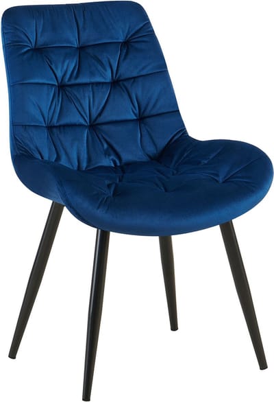CLP Rossford Eetkamerstoel - klassiek - met rugleuning - velvet - fluweel - Fluweel/donkerblauw