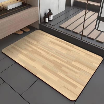 Eenvoudige Houtnerf Diatomeeënaarde Vloermat Toilet Badkamer Antislipmat Huishoudelijke Badkamer Deur Absorberende Mat 50 * 80cm