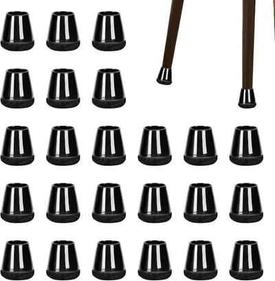 Zwarte Stukken Stoelpootdoppen met Viltglijders voor Schuine Poten (14-23 mm)