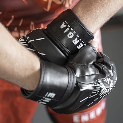 Energia Fightwear MMA Handschoenen L - 100% Leer - Klittenband Sluiting - Zachte Binnenvoering