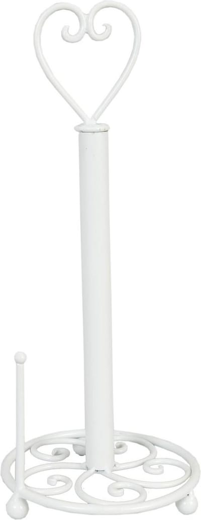 Clayre & Eef Keukenrolhouder Ø 18x39 cm Wit IJzer Hart