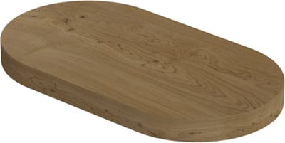 INK® Play 3 fontein planchet met blinde bevestiging links en rechts afgerond in echt hout fineer 40x22x3,2cm, natur