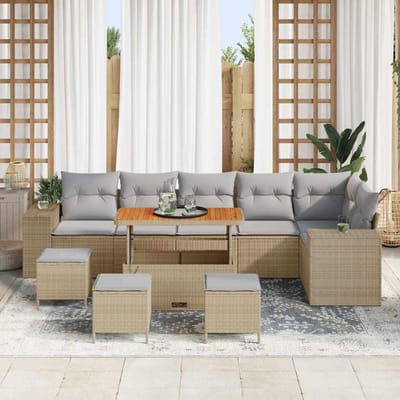vidaXL - Tuinbank - Set - 10 - st - 6-Aantal - zitplaatsen - Beige - en - Lichtgrijs