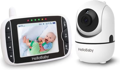 Baby Monitor - Camera met Audio - Babykamer Bewaken - Pan-Kantel-Zoom Functie - 3.2 Inch Scherm - Zwart