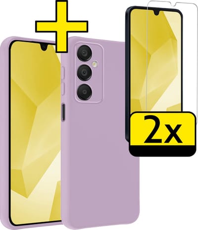 Hoesje - Met 2x Screenprotector - Geschikt voor Samsung Galaxy A16 - Sterk & Shockproof - Back Cover - Siliconen Case - Telefoon Hoes - Telefoonhoesjes - Lila