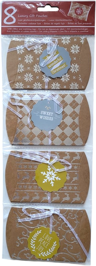 Anchor - 8 Luxe geschenkverpakkingen kerst - Met Lint en Bijpassende tekst - Signature Collection