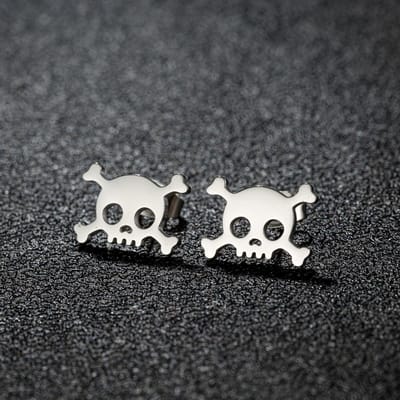 1 Paar Halloween Gepersonaliseerde Schedel Oorbellen, Roestvrij Staal Anti-allergie Oorbellen, Coole Oor Accessoires in Donkere Stijl voor Vrouwen zilver