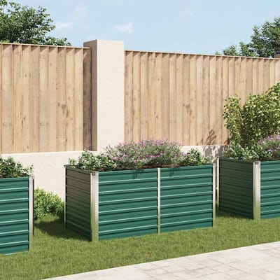 vidaXL - Plantenbak - verhoogd - 160x80x77 - cm - gegalvaniseerd - staal - groen