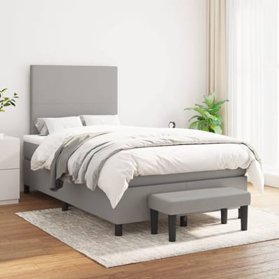 vidaXL - Boxspring - met - matras - stof - lichtgrijs - 120x200 - cm